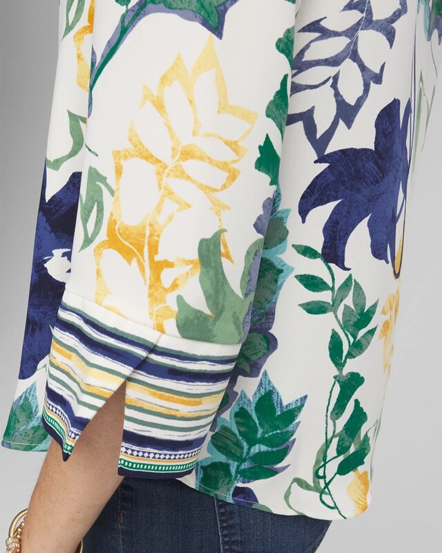 Mixed Print Mock V-Neck - image 4